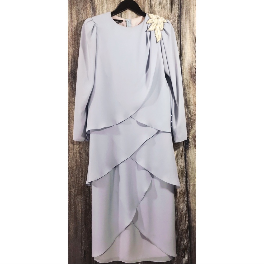 Ursula of Switzerland Gray Chiffon Layered Dress